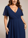 ever-LARK - Ruffles Pleated Midi Chiffon Dress