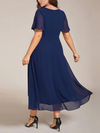 ever-LARK - Ruffles Pleated Midi Chiffon Dress