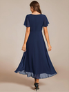 ever-LARK - Ruffles Pleated Midi Chiffon Dress