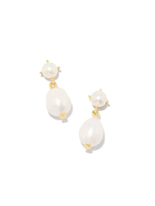  Eve Drop Earrings Gold in White Pearl Kendra Scott
