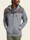 Howler Brothers Shaman Hoodie in Deep Grey Herrador Jacquard full zip