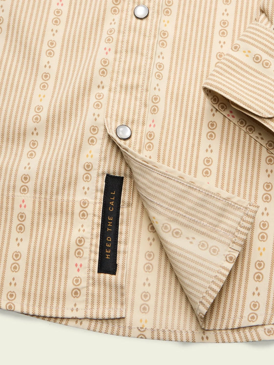 H Bar B Tech Longsleeve - Mosquero Stripe in Brown Rice