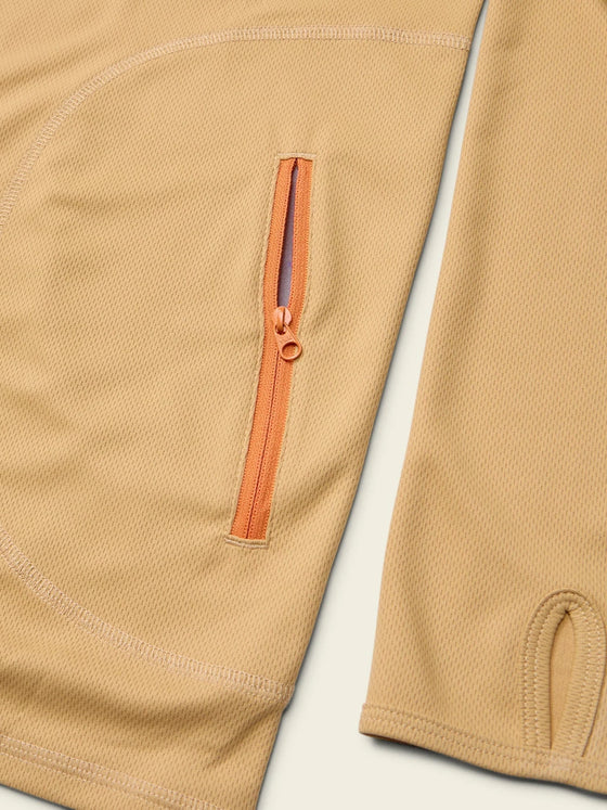 Howler Bros Loggerhead Hoodie: Meridians in Plains orange zipper
