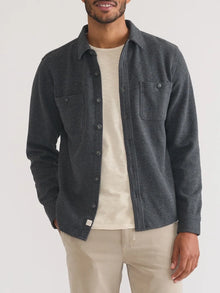  Marine Layer Pacifica Stretch Twill Shirt in Dark Heather Grey