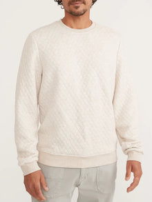  Marine Layer Corbet Quilted Crewneck in Dark Oat Heather