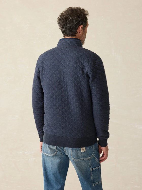 Faherty Brand Epic Quilted Fleece Pullover in navy melange