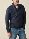 Faherty Brand Epic Quilted Fleece Pullover in navy melange
