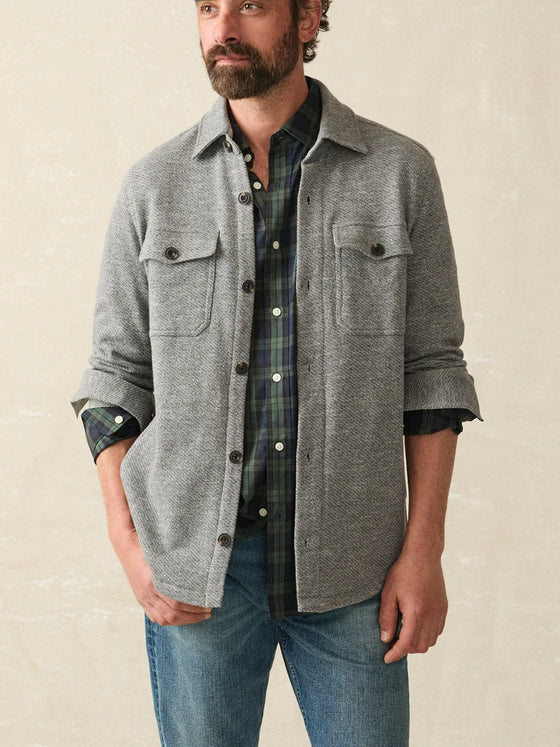 Faherty Brand Inlet Knit Shirt CPO in Medium Grey Melange