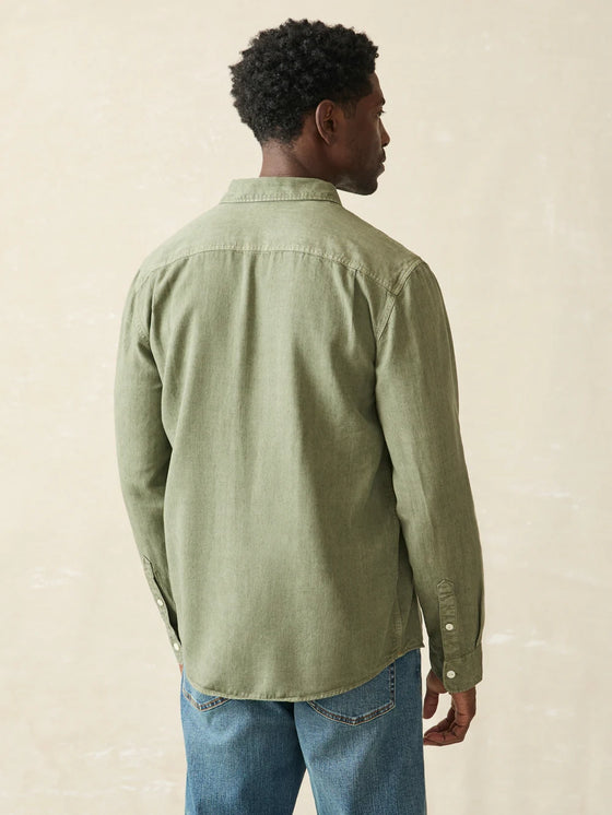 Faherty Brand Tried & True Chambray Workshirt in Desert Olive