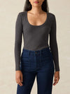 Faherty Brand Pacific Pointelle Scoop Neck in Washed Black