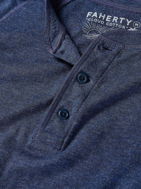 Faherty Brand Long-Sleeve Cloud Henley in Baltic Navy Heather