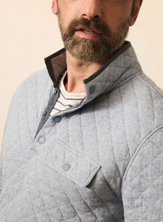 Faherty Brand Epic Quilted Fleece Pullover Ocean Wind Heather