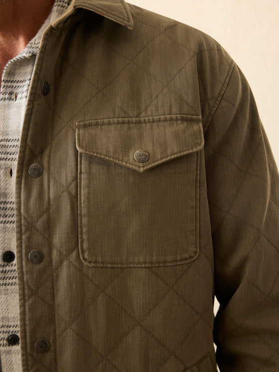 Faherty Doug Good Feather Reversible Bondi Jacket in Prairie Olive