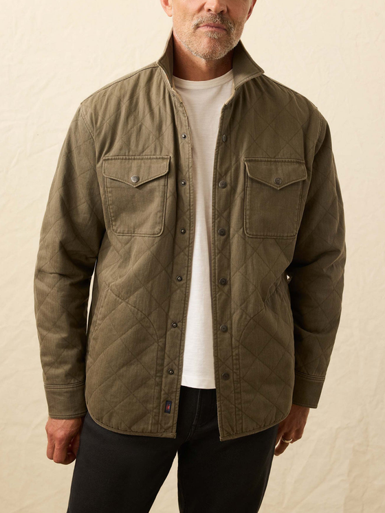 Faherty Doug Good Feather Reversible Bondi Jacket in Prairie Olive