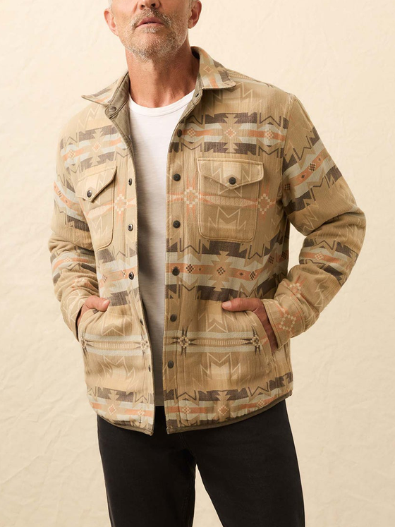 Faherty Doug Good Feather Reversible Bondi Jacket in Prairie Olive