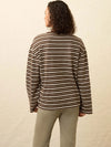 Faherty Brand Sunwashed Long Sleeve Retro Tee in Sand Drift Stripe
