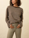 Faherty Brand Sunwashed Long Sleeve Retro Tee in Sand Drift Stripe