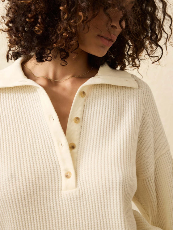 Faherty Brand Apres Waffle Henley in Coastal Cream