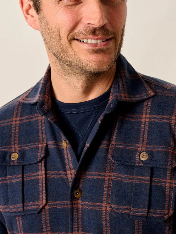 Judah Stretch Knit Flannel Lodge Shirt in Coffee