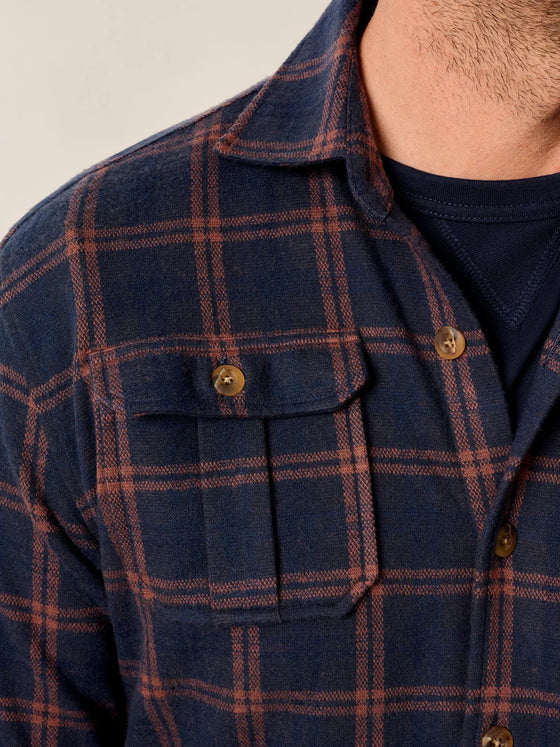 Judah Stretch Knit Flannel Lodge Shirt in Coffee