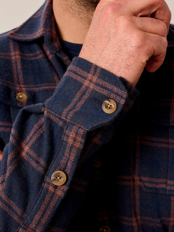 Judah Stretch Knit Flannel Lodge Shirt in Coffee