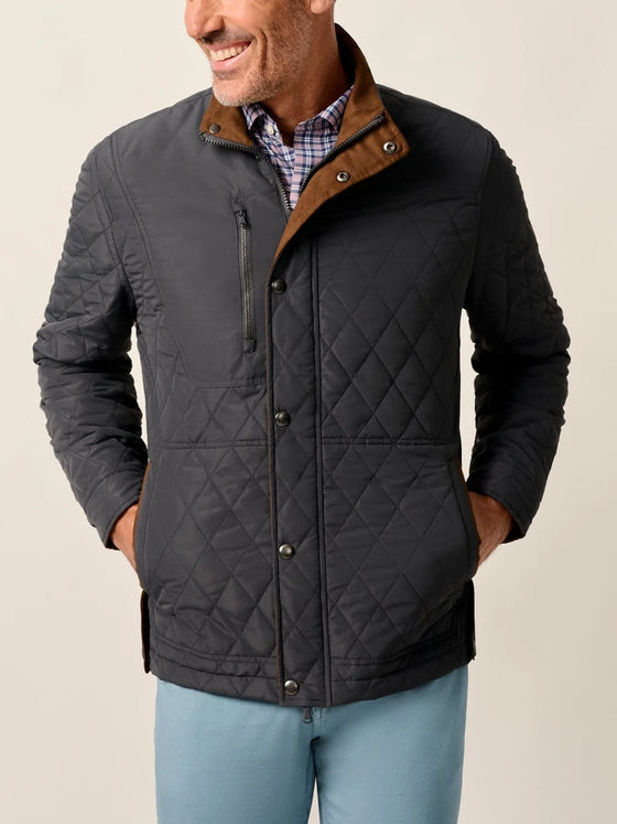 Juno Quilted Snap Jacket in Dark Grey
