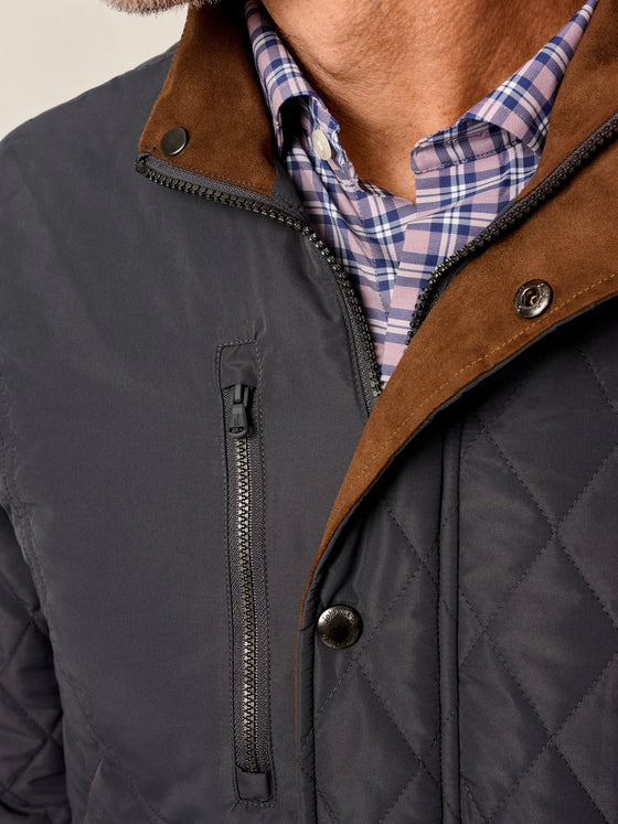 Juno Quilted Snap Jacket in Dark Grey