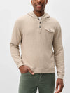 Johnnie-O Button Henley Hoodie in Cream