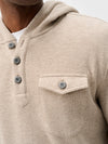 Johnnie-O Button Henley Hoodie in Cream
