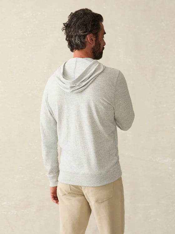 Faherty Brand Sunwashed Slub Hoodie in light grey heather