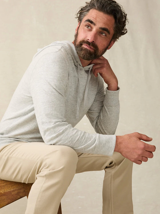 Faherty Brand Sunwashed Slub Hoodie in light grey heather