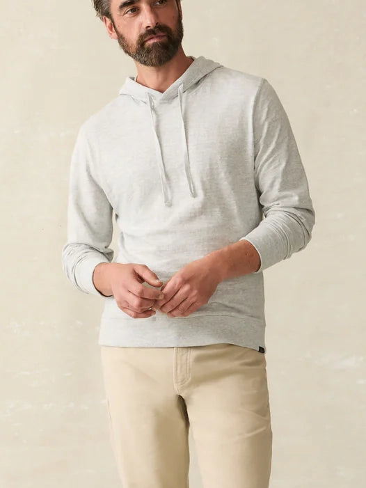 Faherty Brand Sunwashed Slub Hoodie in light grey heather