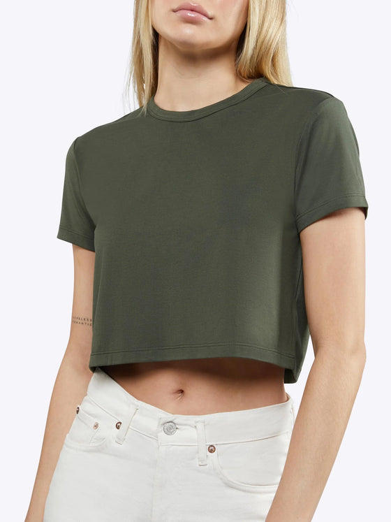 Cuts Almost Friday Cropped Tee in Forest