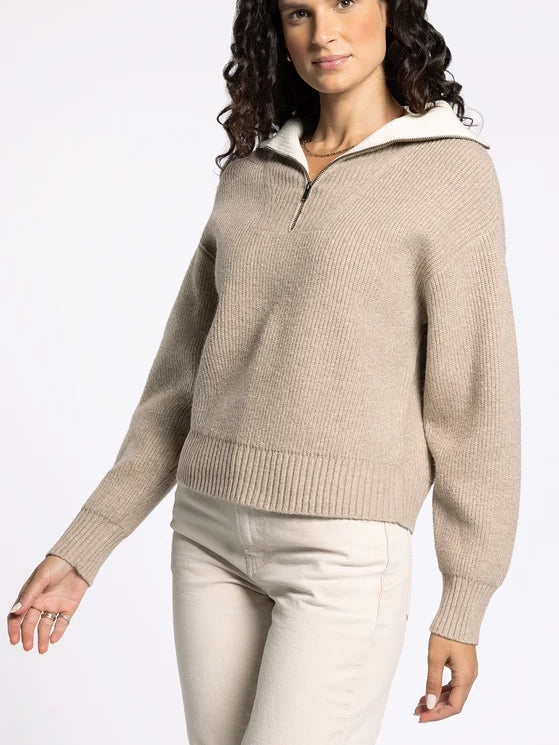 Thread & Supply Celia Pullover in Taupe Heather