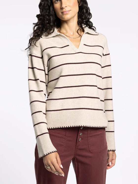 Thread & Supply Radley Sweater in Cream Burgundy