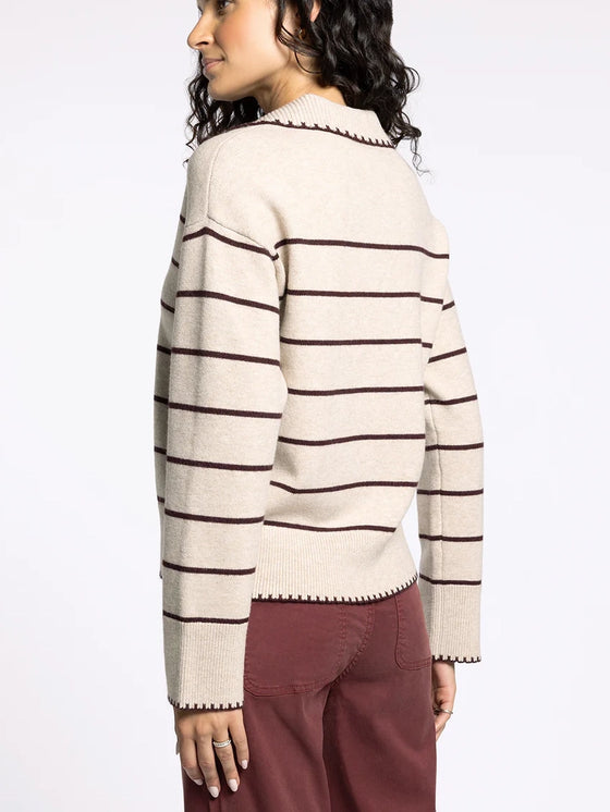 Thread & Supply Radley Sweater in Cream Burgundy