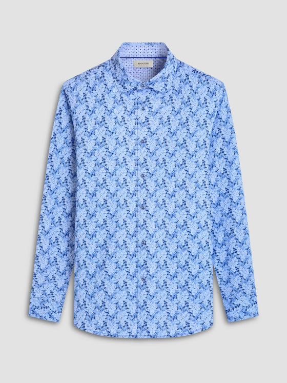 Bugatchi Jimmy Double-Sided Leaf & Diamond OoohCotton® Shirt in Air Blue