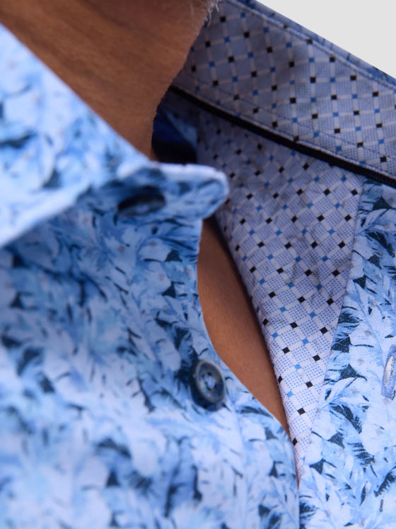 Bugatchi Jimmy Double-Sided Leaf & Diamond OoohCotton® Shirt in Air Blue