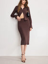 Matte Jersey Midi Pencil Skirt in Bark003