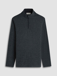  Bugatchi Houndstooth Performance Quarter Zip in Black