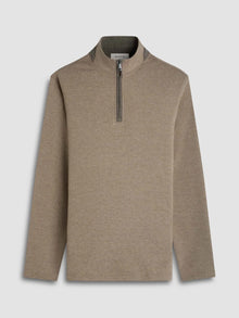 Bugatchi Houndstooth Performance Quarter Zip in Taupe