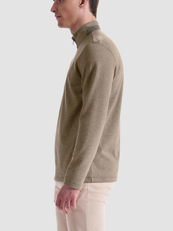 Bugatchi Houndstooth Performance Quarter Zip in Taupe
