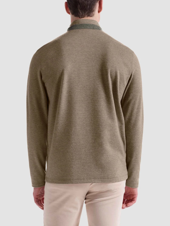 Bugatchi Houndstooth Performance Quarter Zip in Taupe