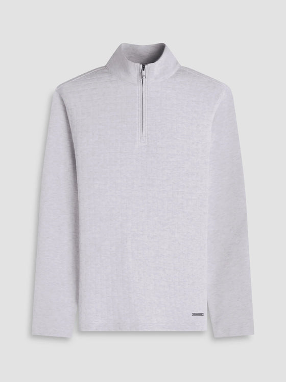 Bugatchi Heathered Waffle Knit Quarter Zip in Chalk