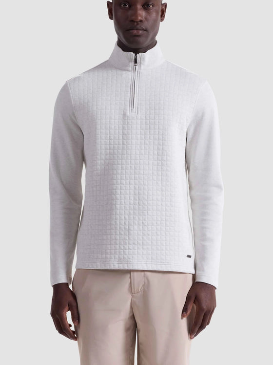 Bugatchi Heathered Waffle Knit Quarter Zip in Chalk