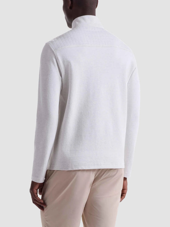 Bugatchi Heathered Waffle Knit Quarter Zip in Chalk