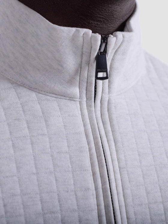 Bugatchi Heathered Waffle Knit Quarter Zip in Chalk
