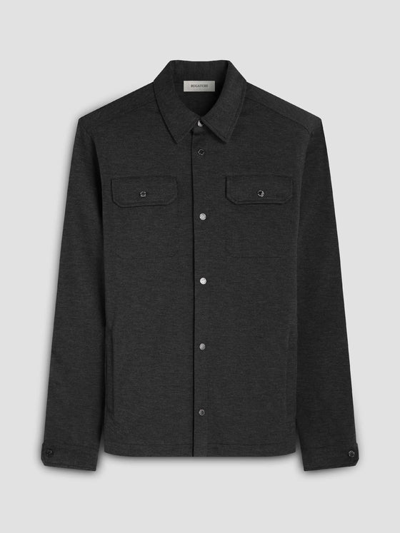Bugatchi Soft Touch™ Performance Melange Knit Shirt in Black