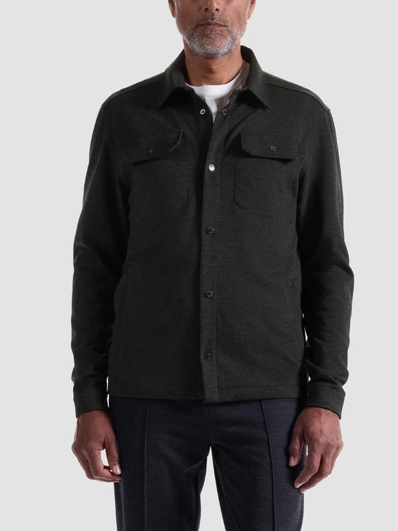 Bugatchi Soft Touch™ Performance Melange Knit Shirt in Black