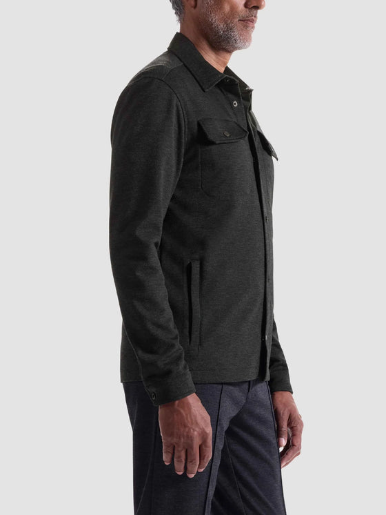 Bugatchi Soft Touch™ Performance Melange Knit Shirt in Black